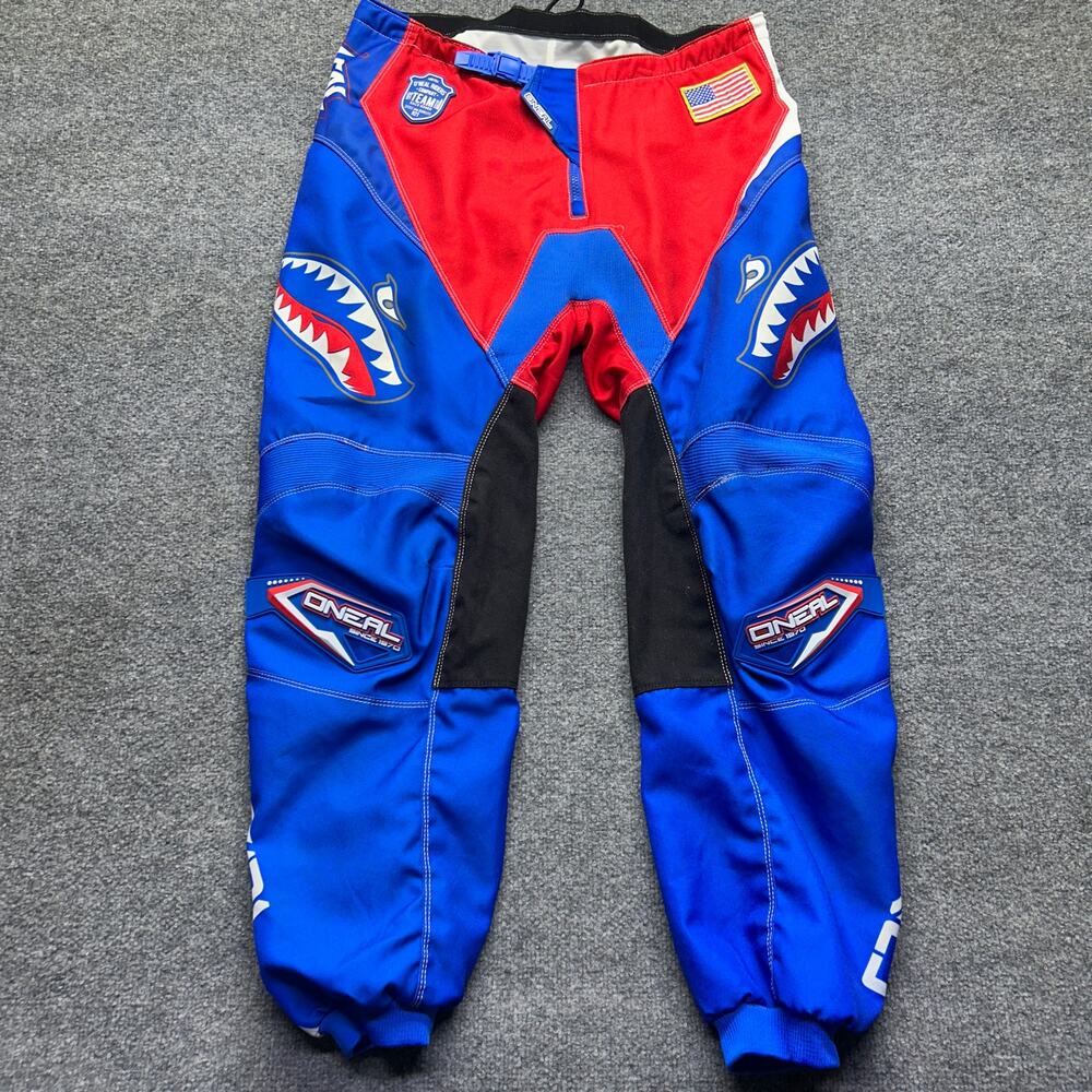 O'Neal Element Series Mens Motocross Pants Shark Mouth Blue Red 36